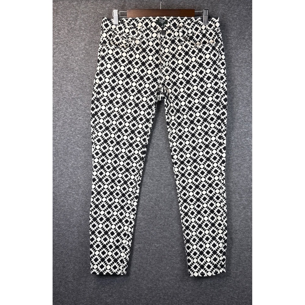 J.Crew Toothpick Jeans Black White Geometric Diamond Print Pants Womens 29 82835 - Picture 5 of 11